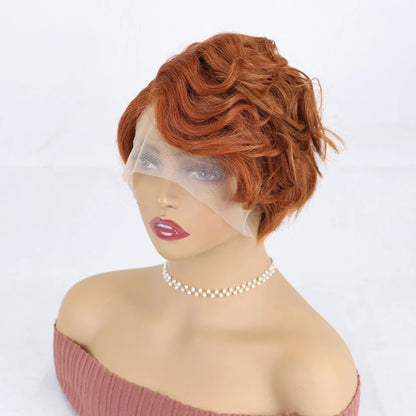 Crown & Glory Wigs Short Bob Pixie Cut Wig 13*4*1 Lace Frontal Straight Transparent Lace Front Human Hair Wigs For Women