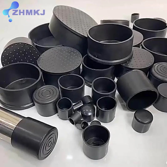 kitchen  Black Round Chair Table Feet Stick Pipe Tubing End Cover Caps Cap PVC Rubber Diameter 6~60mm Floor Protection Pads Non-slip