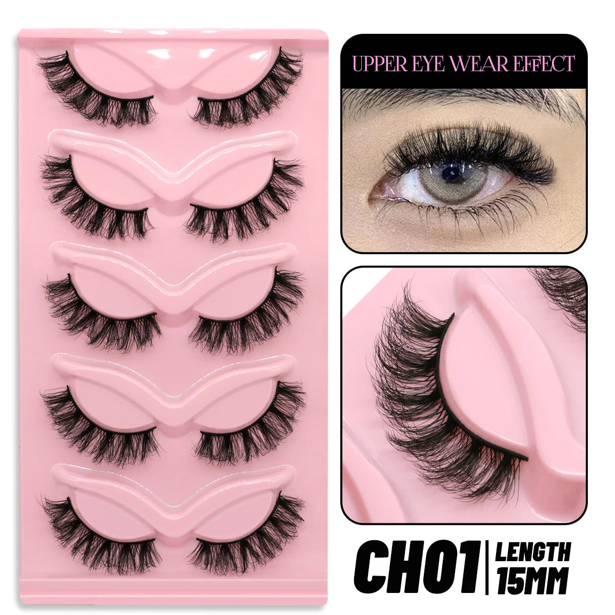 Makeup and face GROINNEYA Cat Eye Lashes Faux Mink Eyelashes Natural long Winged End Eye Elongated Eyelashes Faux Cils Eyelashes Extension