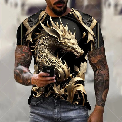 Men clothing Dragon Pattern Men's T-shirt