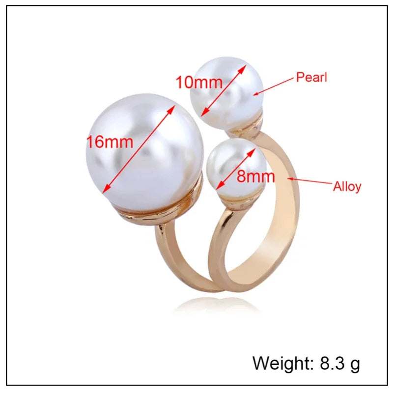 Jewellery  1Pcs Fashion Jewelry Elegant Pearl Rings for Women Opening European American Style Rings Wedding Decoration