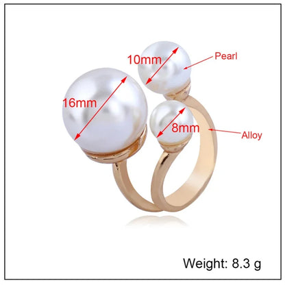 Jewellery  1Pcs Fashion Jewelry Elegant Pearl Rings for Women Opening European American Style Rings Wedding Decoration