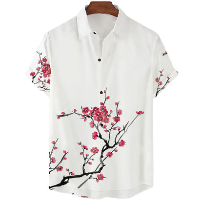 Men clothing  Sakura Pattern Shirt Unisex Shirt Hawaii Beach Shirts