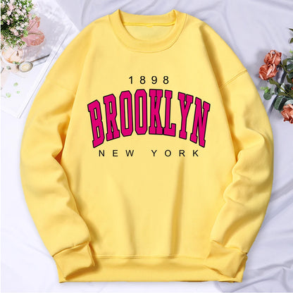 Woman clothing   Brooklyn New York Printing Tracksuit Women Classic Retro Fashion Hooded Fleece Warm Casual Clothes Loose Oversize Hoodies