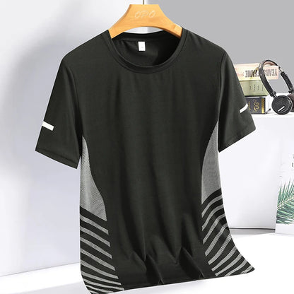 Men clothing  Ice Silk Thin Short Sleeve Quick Drying T-shirt for Men