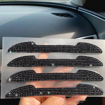 Car   4 PCS Car Door Inlaid Diamond Side Edge Protector Bumper Rear View Mirror Anti-Collision Strip Scratch Sticker Styling Moulding