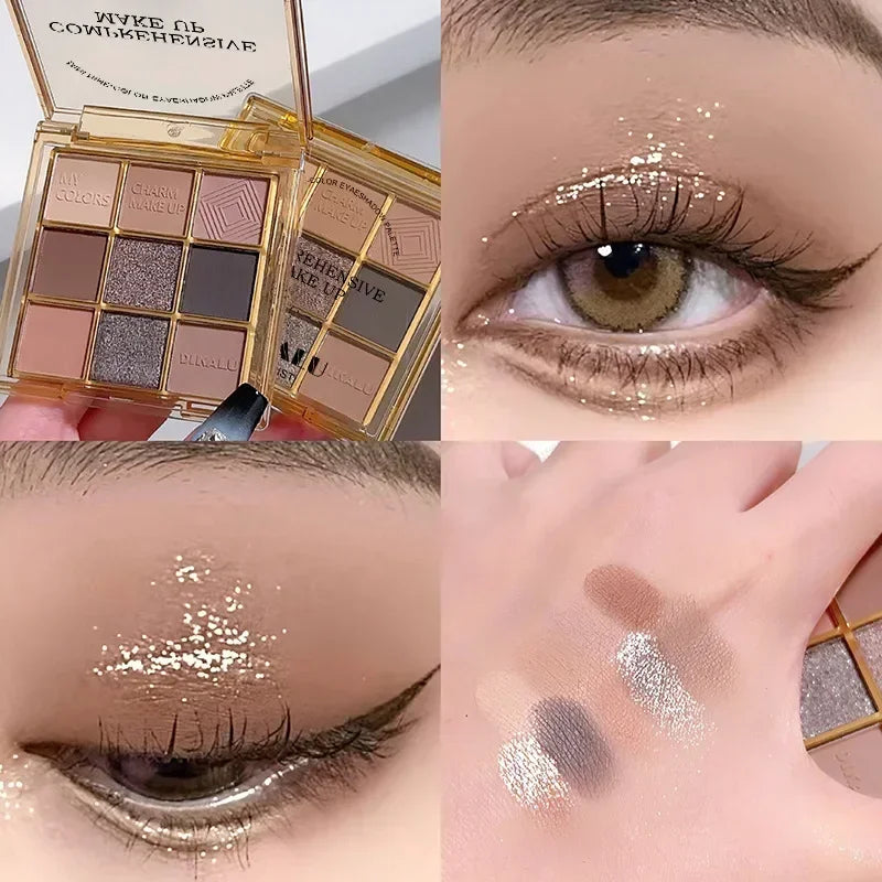Makeup and face - 9-Color Eyeshadow Palette – Matte, Shimmer & Metallic Finishes
