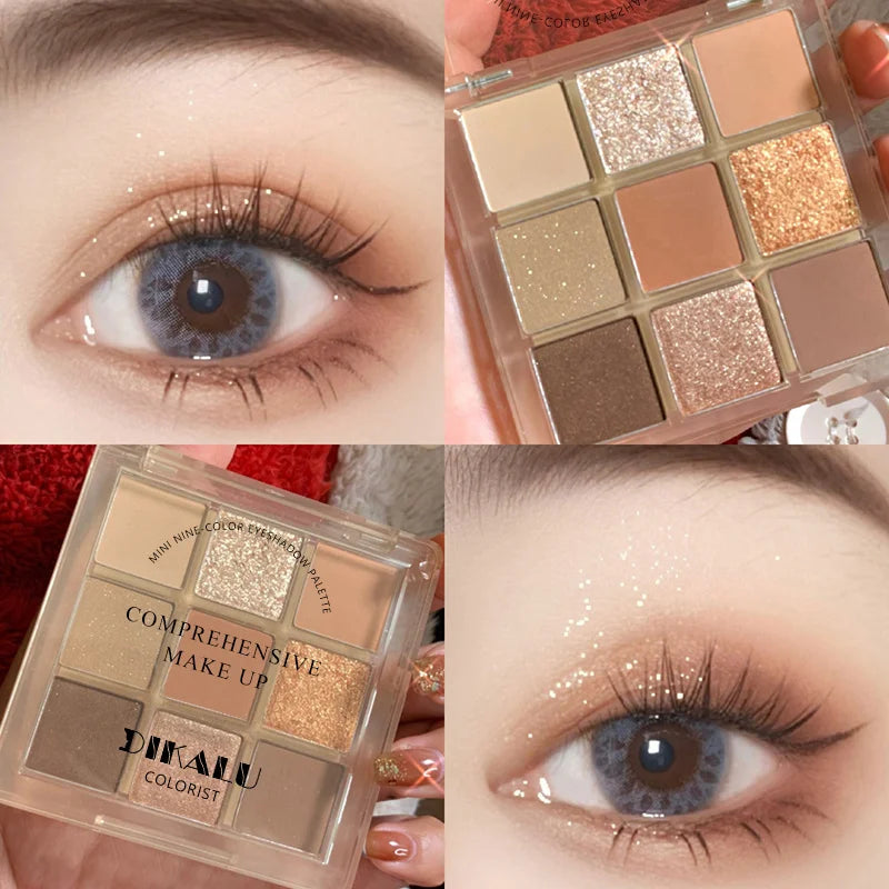 Makeup and face - 9-Color Eyeshadow Palette – Matte, Shimmer & Metallic Finishes