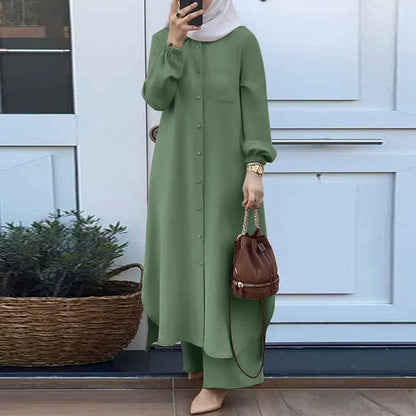 Muslim Family  Dress Solid Colour Dubai Turkish Muslim Abaya Islamic Jalabiya Dresses Women Ramadan Eid Abayas Caftan Kaftan Elegant Vestidos