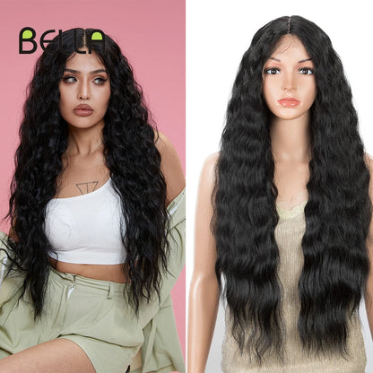 Crown & Glory Wigs  BELLA Lace Wigs Synthetic Deep Wave Curly Synthetic Lace Front Wig Blonde Wig Pink 30 Inch Hair Wigs For Black Women Cosplay