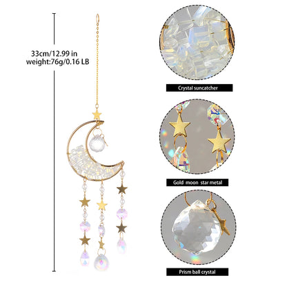 Outdoor Crystal  Suncatcher Moon Amethyst Rainbow Maker Hanging Decor Sun Catcher Light Catcher Xmas Outdoor Window Garden Decoration