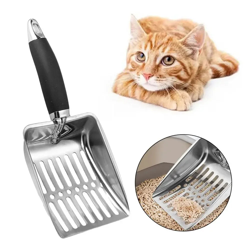 Pets Dog Cat Clean Faeces Supplies Stainless steel shovel Cat Litter Scoop Reduces Dust Metal Long Handle Scoop Pet Cleanning Tools