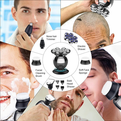 Bathroom  Electric Shaver 7D Floating Cutter Head Base Charging Portable Men Beard Trimmer Clipper Skull Shaver Waterproof Shaving