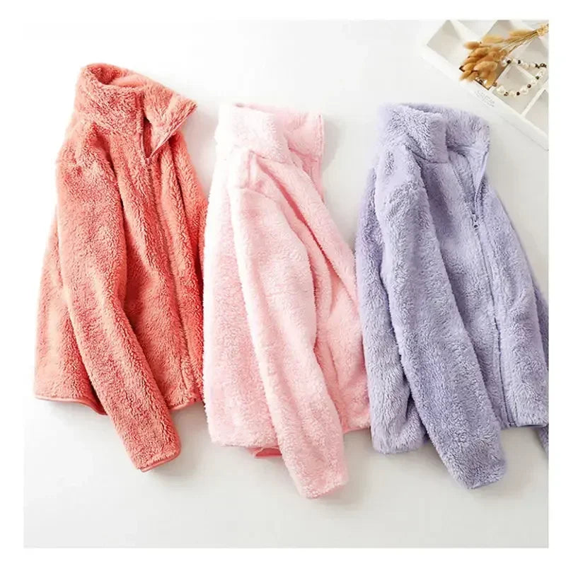 Woman clothing   Coral fleece plush jacket women's autumn and winter polar fleece thickened loose fragrance 2022 warm clothes jacket ins hot