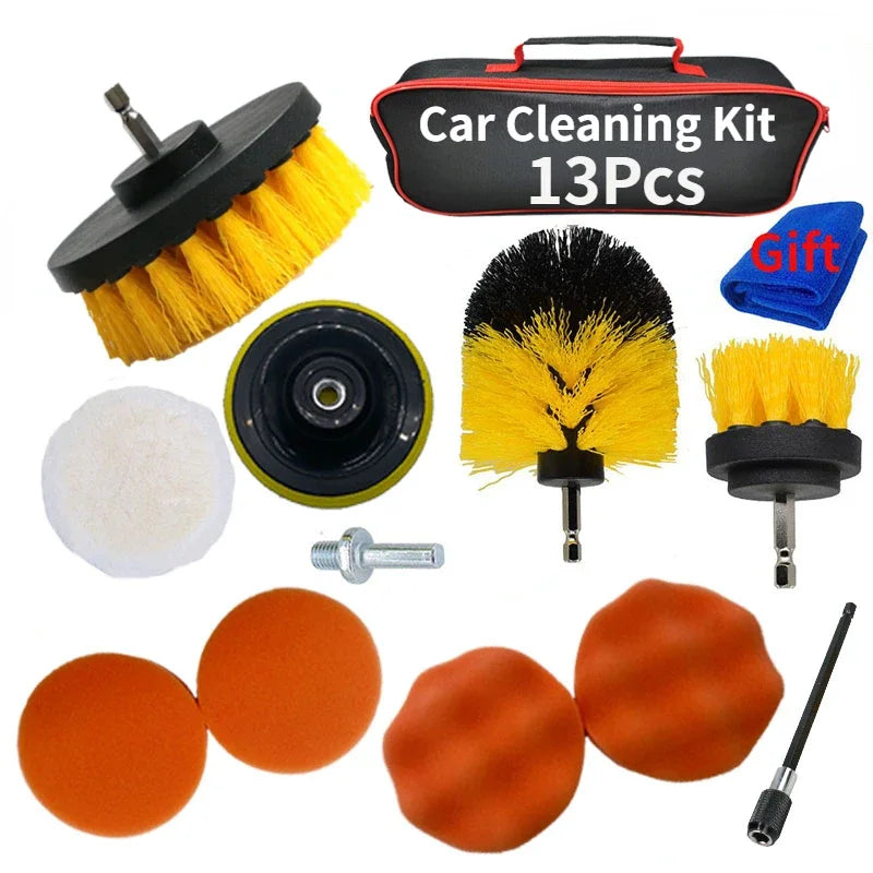 Car   New Car Cleaning Kit Scrubber Drill Detailing Brush Set Air Conditioner Vents Towel Polisher Car Auto Detailing Tools