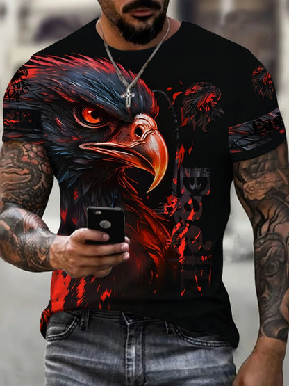 Men clothing Eagle Pattern Print Men's Short Sleep Comfy T-shirt Short sleeved Top