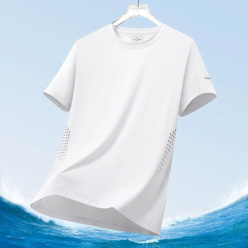 Men clothing  Ice Silk Thin Short Sleeve Quick Drying T-shirt for Men