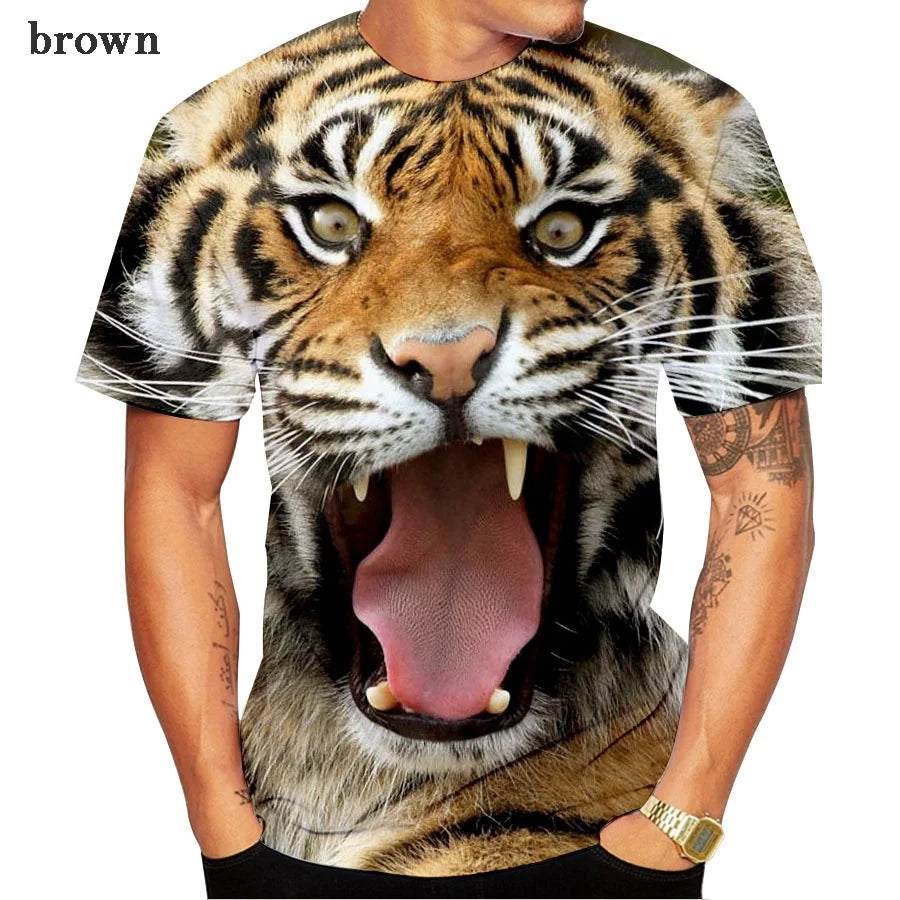 Men clothing   Tiger 3d Short Sleeve Clothes Creative Animal Digital O-neck T-Shirt