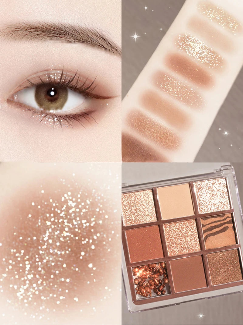 Makeup and face - 9-Color Eyeshadow Palette – Matte, Shimmer & Metallic Finishes