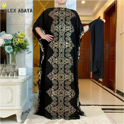 Muslim family   Free Shipping Muslim Abaya Dubai Turkey Muslim Hijab Dresses African Caftan  Party Elegant Islamic Embroidery Clothing AL034