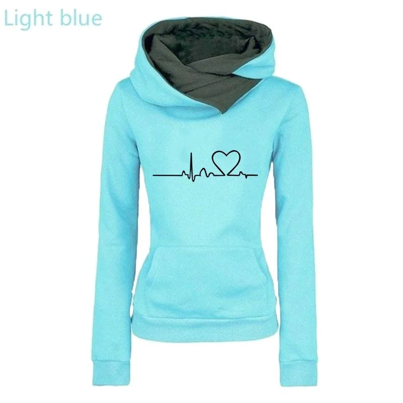 Woman clothing   Fashion Women's Hoodie Lapel High-neck Long-sleeved Hooded Sweatshirt Casual Pullover