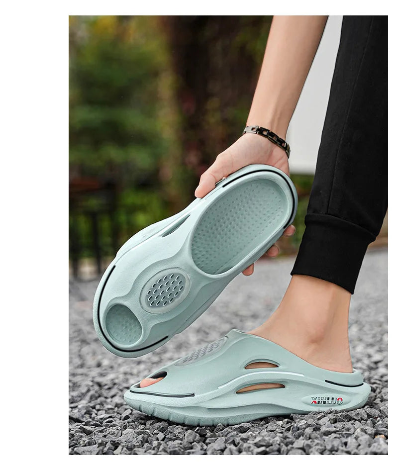 Men shoes Comwarm Men Clogs Slippers Mens Flat Sandals Summer Holes Garden Shoes   Beach Sandals EVA Thick Sole Home Slides Fashion