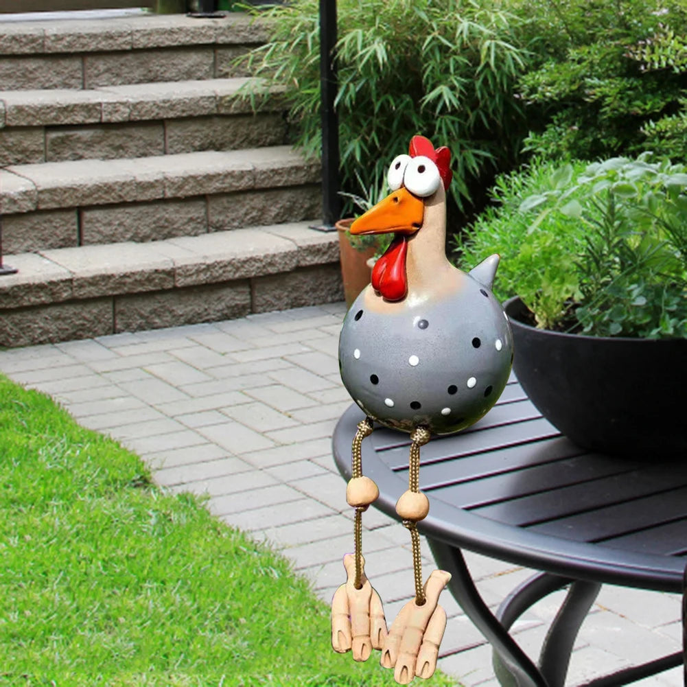 Outdoor  Big-eyed Chicken Creative Sculptures Garden Supplies Long Feet Craft Handicraft Waterproof Perfect Gifts for Outdoor Indoor Yard