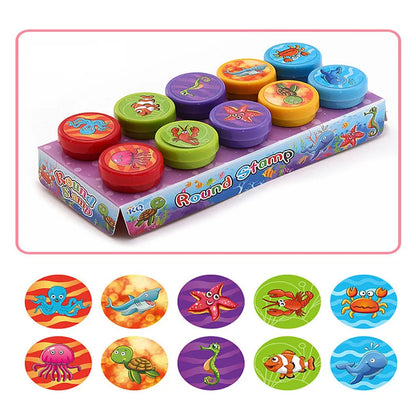 Toys 10pcs Assorted Stamps for Kids Self-ink Stamps Children Toy Stamps Smiley Face Seal Scrapbooking DIY Painting Photo Album Decor