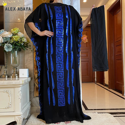 Muslim family   Free Shipping Muslim Abaya Dubai Turkey Muslim Hijab Dresses African Caftan  Party Elegant Islamic Embroidery Clothing AL034