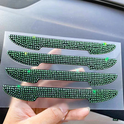 Car   4 PCS Car Door Inlaid Diamond Side Edge Protector Bumper Rear View Mirror Anti-Collision Strip Scratch Sticker Styling Moulding