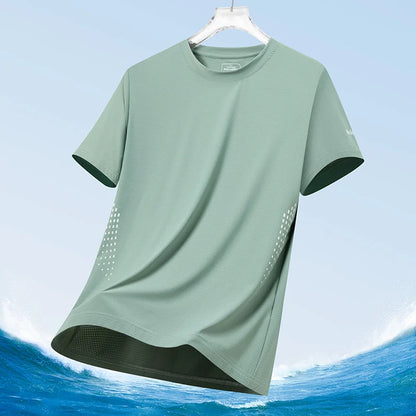 Men clothing  Ice Silk Thin Short Sleeve Quick Drying T-shirt for Men