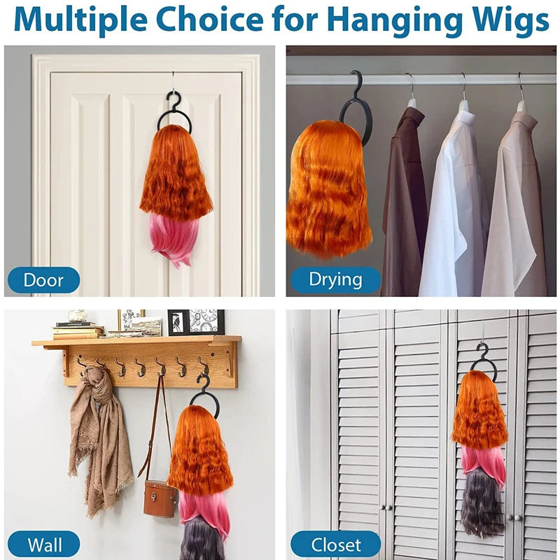 Style & Shine Hair  5/10Pcs Plastic Wig Hanger For Multiple Wigs Black Hanging Wig Stand Wholesale Wig Hanger Free Shipping Portable Wig Dryer Stand