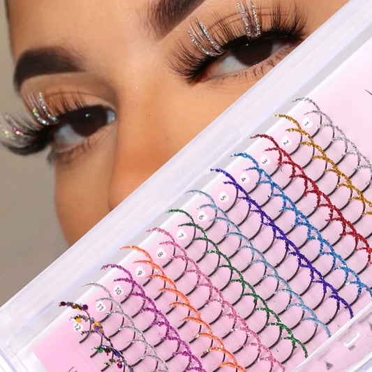 Makeup and face  Lash professor Mix Coloured Glitter Eyelashes False Shiny Colourfu