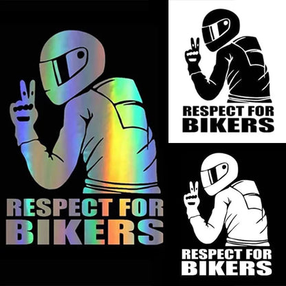 Car   RESPECT FOR BIKERS Car Motorcycle Sticker Reflective Laser Vinyl Decals Decoration Funny Stickers 15x11CM