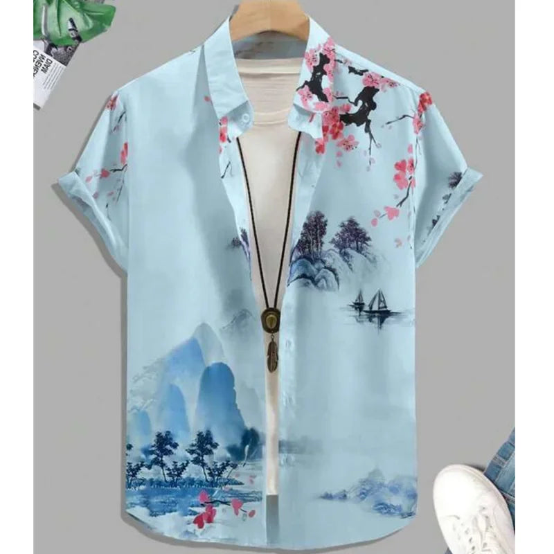 Men clothing Shirt For Men 3d Ink Painting Prints Men'S Clothing