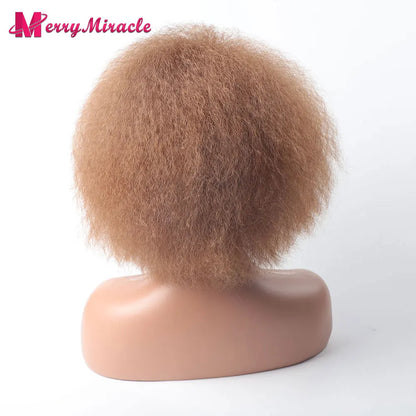 Crown & Glory Wigs  Short Fluffy Straight Synthetic Wig for  Women Kinky Straight Hair Natural Colour Afro Wigs for Women