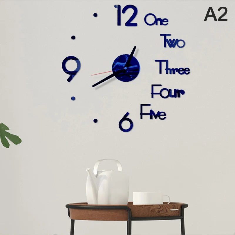 Living Room   Modern Design Creative Simple Digital Clock European Style DIY Silent Wall Clock Study Living Room Punch-Free Wall Sticker Clock