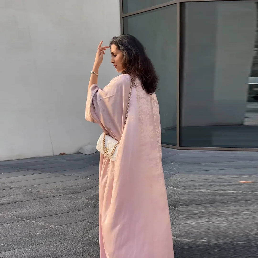 Muslim family   Chic Eid Open Kimono Coat Dubai Luxury Batwing Abaya Modest Dresses Muslim for Women Islam Clothing Kebaya Robe Femme Musulmane