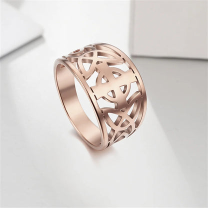 Jewellery   My Shape Celtic Knot Cross Rings for Women Christian Finger Ring Stainless Steel Gold Color Religious Amulet Jewelry Fashion