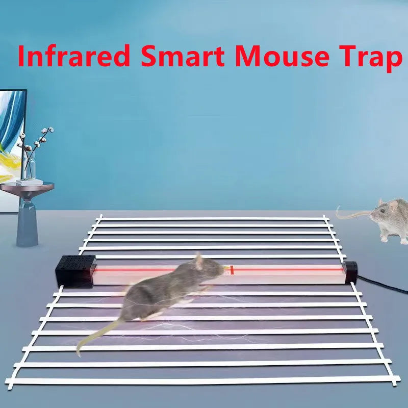 Out door  Intelligent High-Voltage Mousetrap Infrared Automatic Electric Shock Mouse Trap Safe Continuous Mouse Trap 50x65cm (odds)