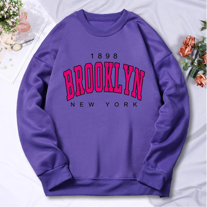 Woman clothing   Brooklyn New York Printing Tracksuit Women Classic Retro Fashion Hooded Fleece Warm Casual Clothes Loose Oversize Hoodies