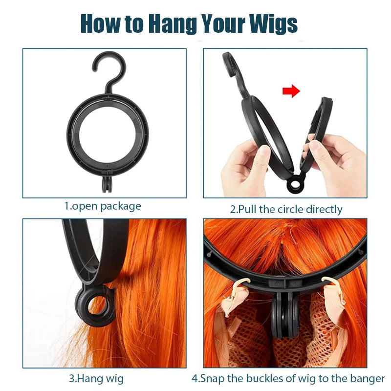 Style & Shine Hair  5/10Pcs Plastic Wig Hanger For Multiple Wigs Black Hanging Wig Stand Wholesale Wig Hanger Free Shipping Portable Wig Dryer Stand