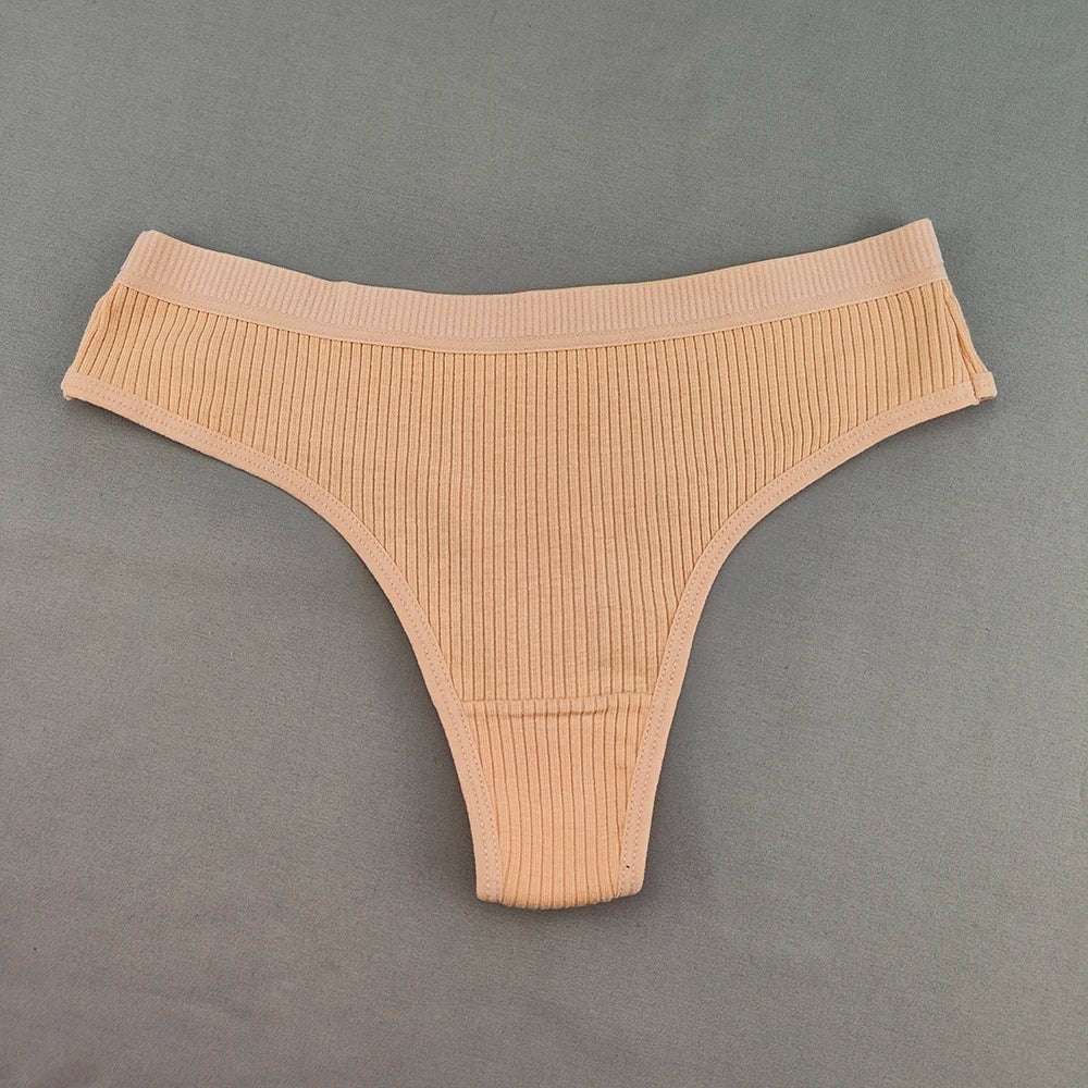 Woman clothing   10 Pcs/Set Cotton Thong Women's Panties Low Rise Sexy G-string Solid Color Classic Underwear Female Intimates Bikini Lingerie