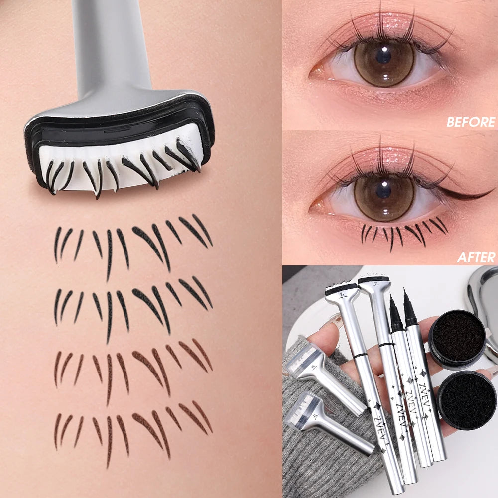 Makeup and face  2 in 1 Double-ended Lower Eyelash Stamp with Eyeliner DIY Waterproof Eye Liner Seal