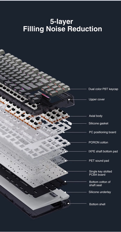 Laptop Aula F87 Pro Mechanical Keyboard Wired/2.4g Wireless/Bluetooth 80% 87 Keys Rgb Hot Swap Gasket Pbt Customized Gaming Keyboard