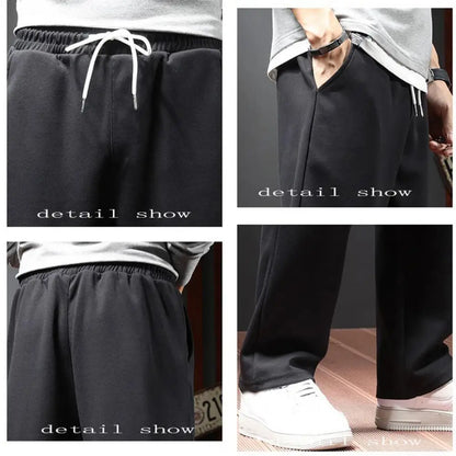 Men clothing   Sweatpants Straight Fit Joggers Loose Drawstring Sports Pants Autumn Men Jogger Pants Casual Long Trousers Tracksuit Men