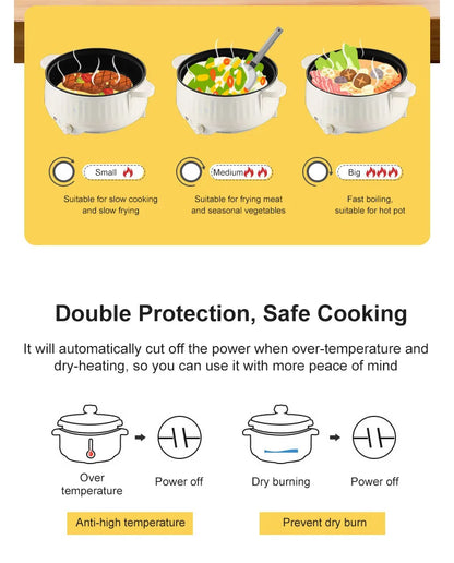 Kitchen 1.7L Multicooker Single/Double Layer Electric Pot 1-2 People Household Non-stick Pan Hot Pot Rice Cooker Cooking Appliances