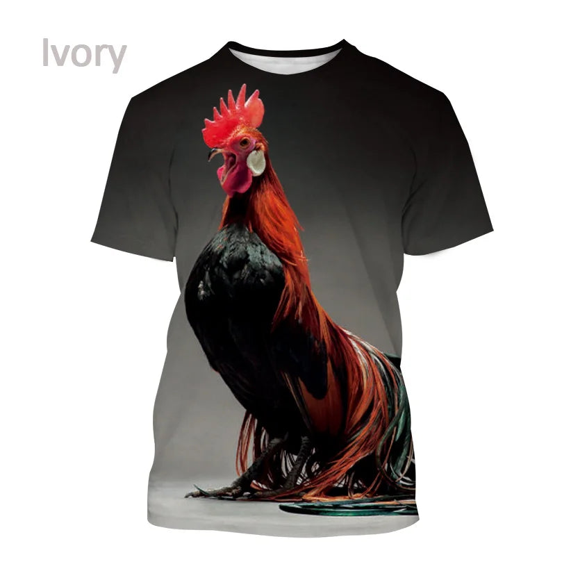 Men clothing Newly Sold 3D Printed Men's Short Sleeve Personality Fashion Casual Animal Color Rooster Print T-shirt