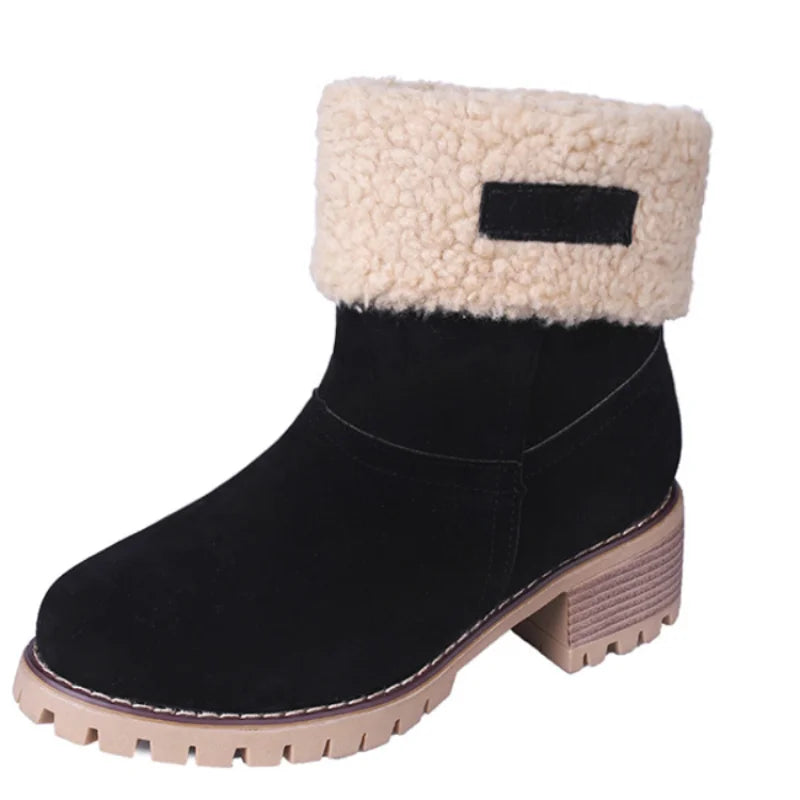 Woman shoes Winter New Boots Women Fur Warm Snow Boots Ladies Warm Wool Booties Ankle Boot Comfortable Shoes Casual Female Mid Calf Boots