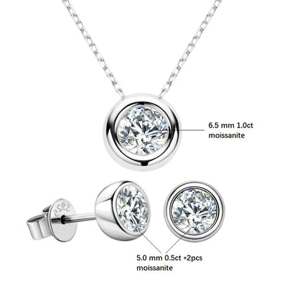 Jewellery Real 3ctw. D Color Moissanite Jewelry Set 925 Silver 18k Gold Plated Pendant Necklace Stud Earrings Set for Women Men Gift